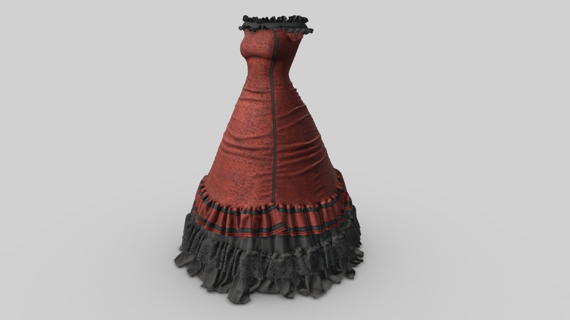 Victorian Dress Red And Black 3d Model By Anskar 4398b72 Sketchfab 