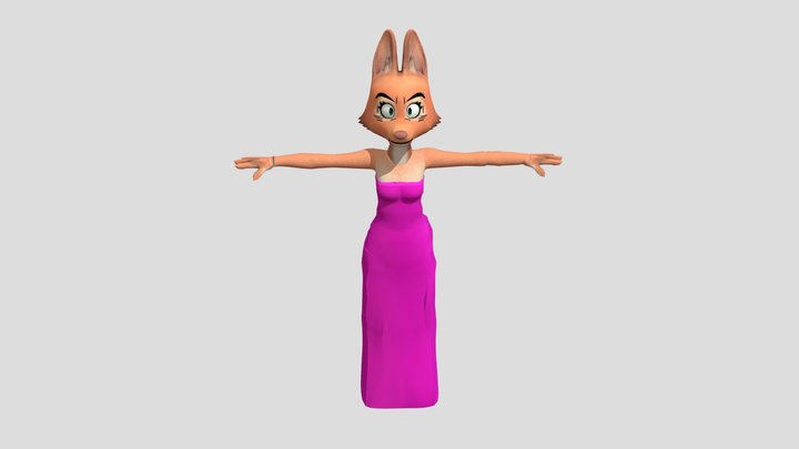 Diane Foxington update Pink dress 3D Model
