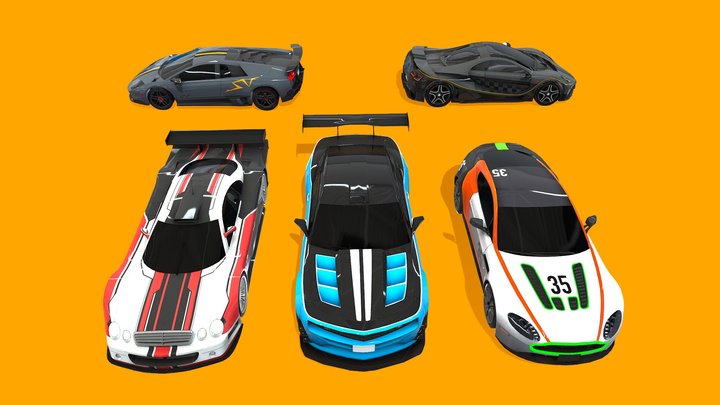Super Cars Pack - Low Poly 3D Model