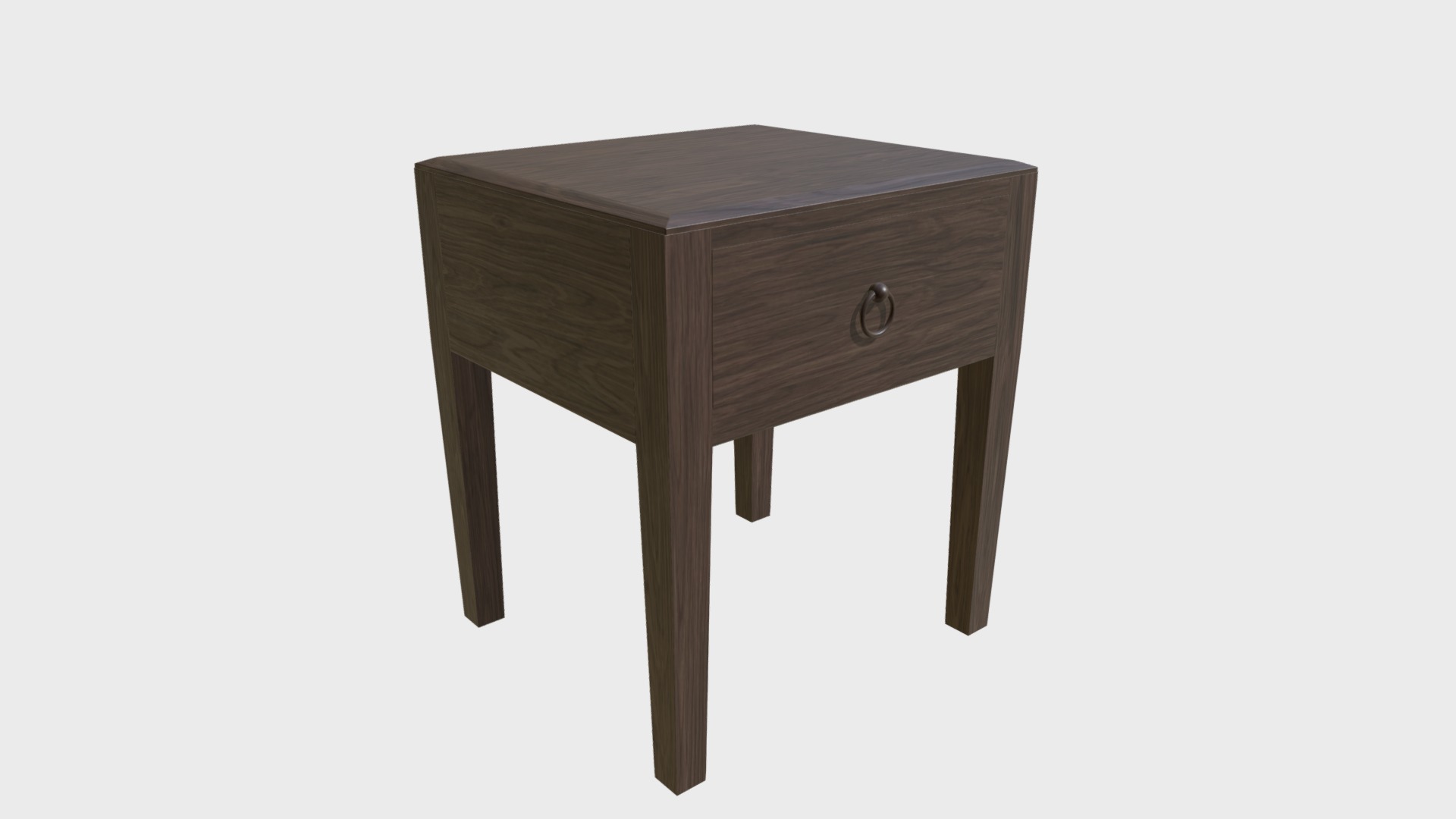 3D model One drawer bedside table - This is a 3D model of the One drawer bedside table. The 3D model is about a wooden table with a hole in it.