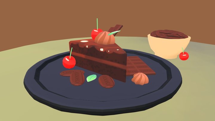 Chocolate Cherry Cake 3D Model