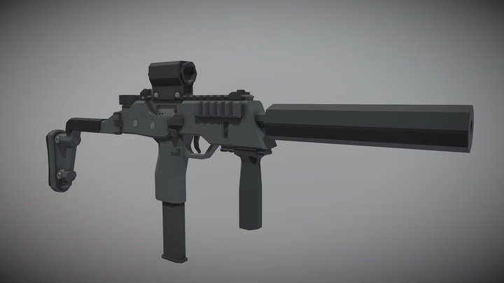 Low Poly MP9 Modified 3D Model