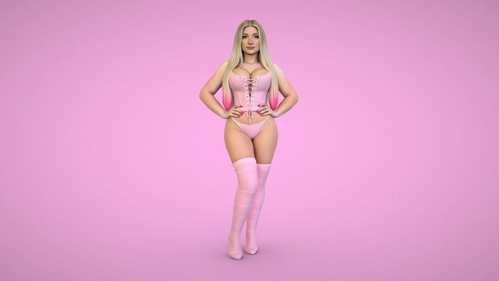 Blonde in a Pink Corset