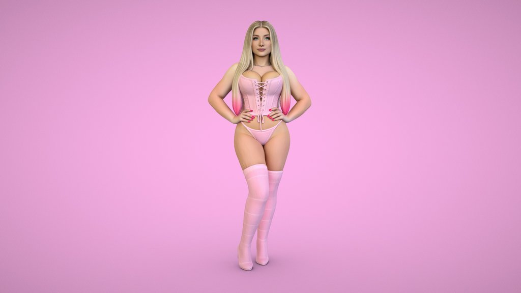 Blonde in a Pink Corset