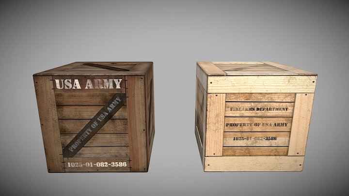 Wooden Boxes 3D Model