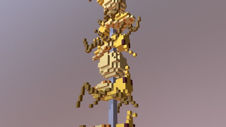 Grasshoppers BBQ 3D Voxel Art 3D Model