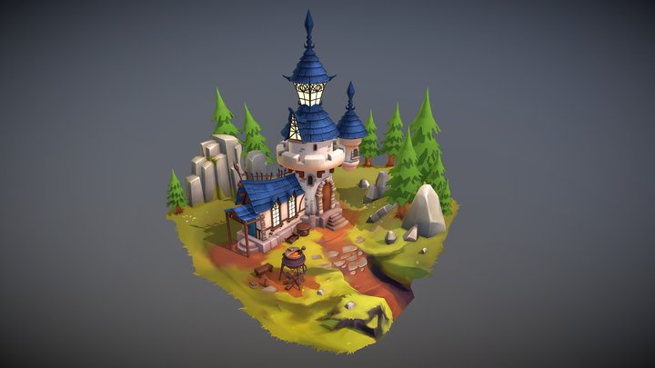 Stylized Castle Diorama 3D Model