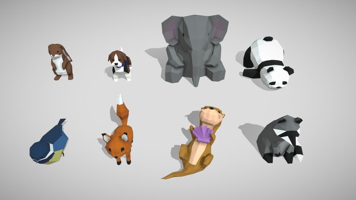 Low Poly Animals 3D Model