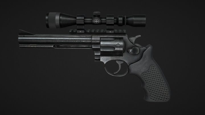 Magnum Revolver with scope 3D Model