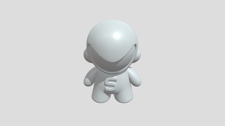 Cartoon figure with 'S' on chest 3D Model