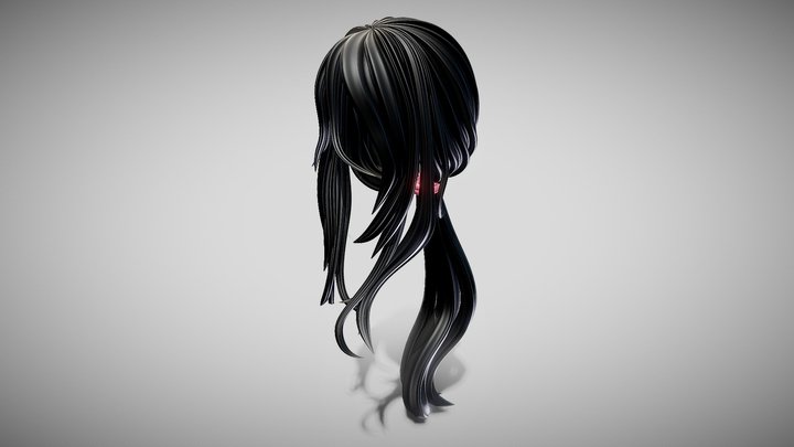 Black Hair Tied 3D Model