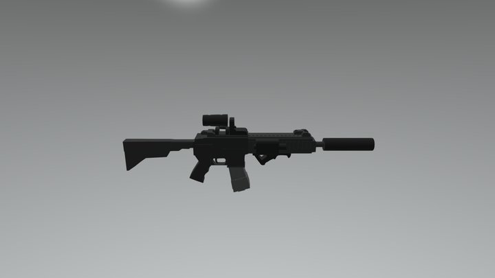 Low Poly HK416 3D Model