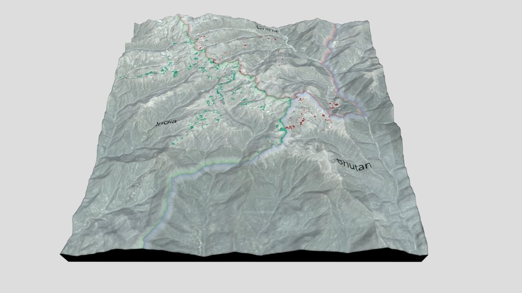 Doklam 3D Terrain Model - Topographic