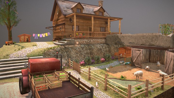 DAE Diorama retake – Small farm 3D Model