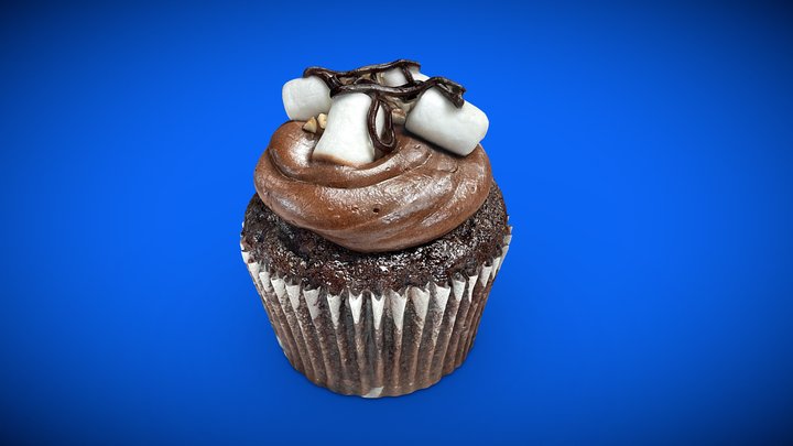 Extra Chocolate Marshmallow Cupcake 3D Model