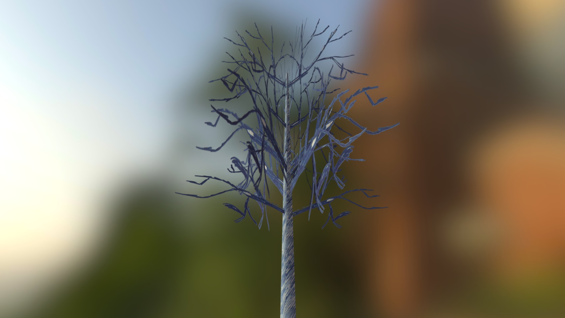 3D model Stick Tree - This is a 3D model of the Stick Tree. The 3D model is about a plant with blue leaves.