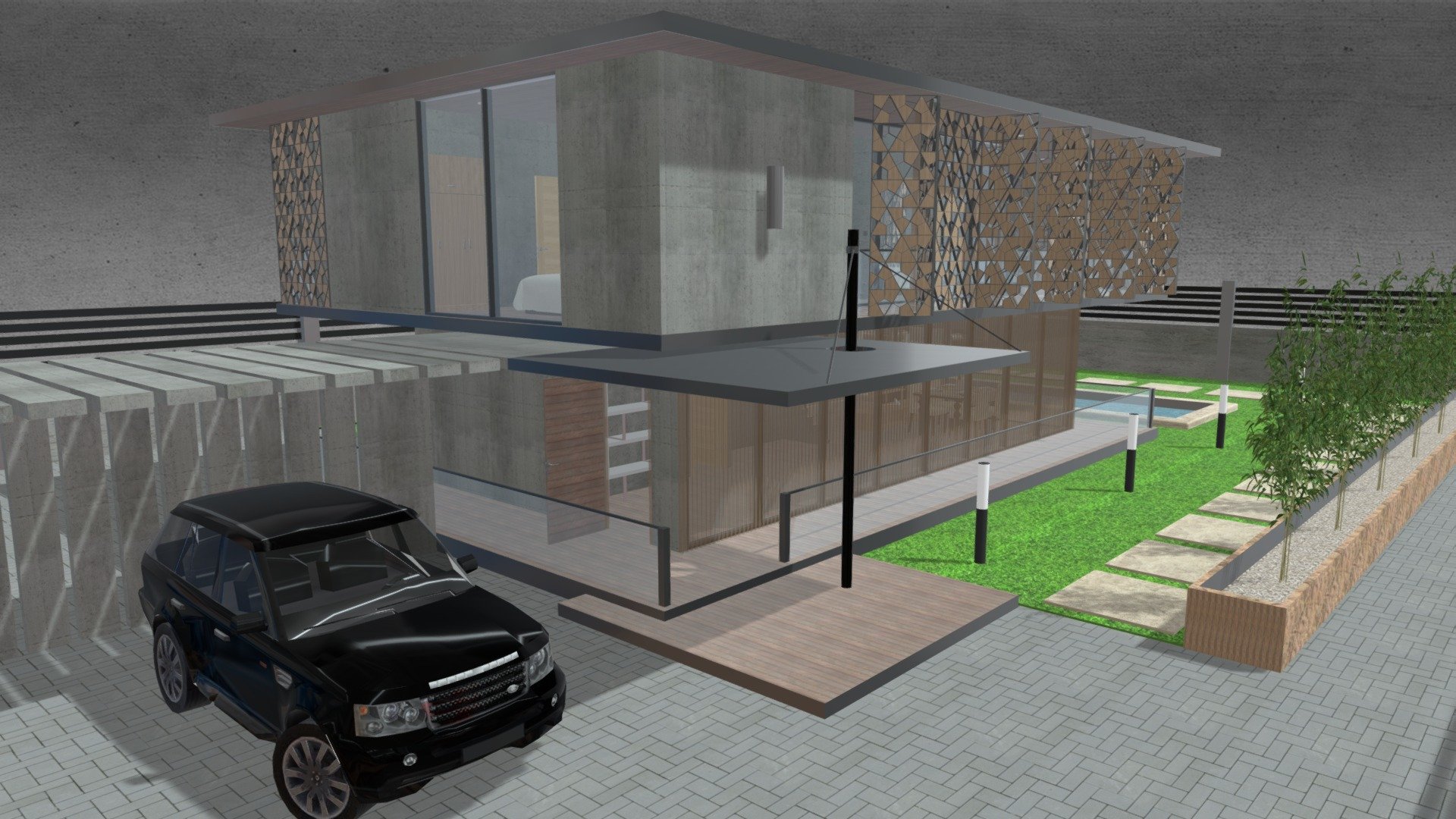 Casa de madera acristalada