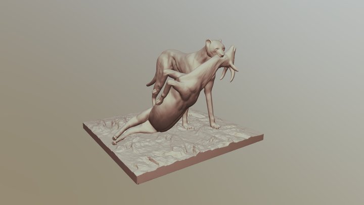 Cheetah and Gazelle Scene 3D Model