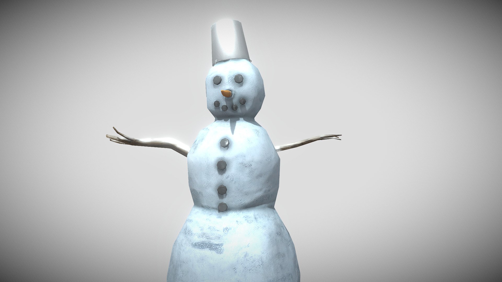 Snowman with a bucket on head - Download Free 3D model by Frice ...