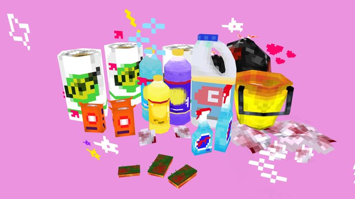 Low-poly Cleaning Products!! <3 (+Yandere) 3D Model