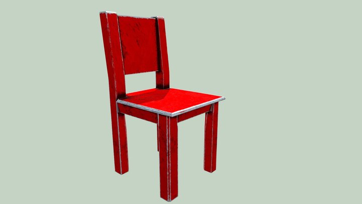 Red Metal Chair 3D Model