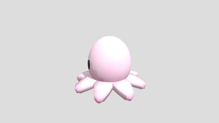 Pink Octopus Plushy Accessory 3D Model