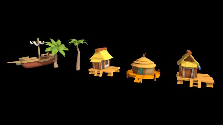 Sea Style Pack 01 (low-poly casual) 3D Model