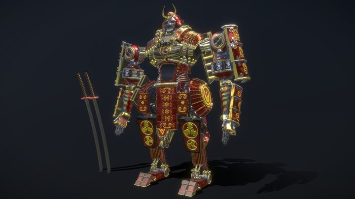 High Poly Samurai Mech 3D Model