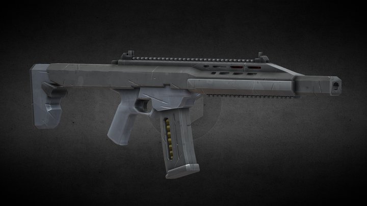 Stylised Assault Rifle 3D Model