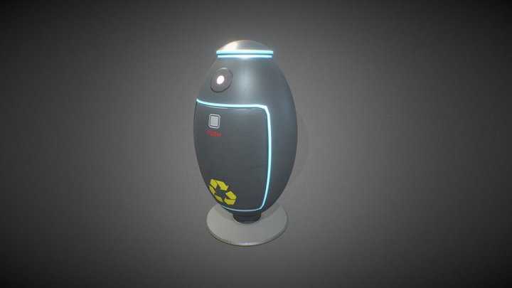 SciFi Trash Can 3D Model