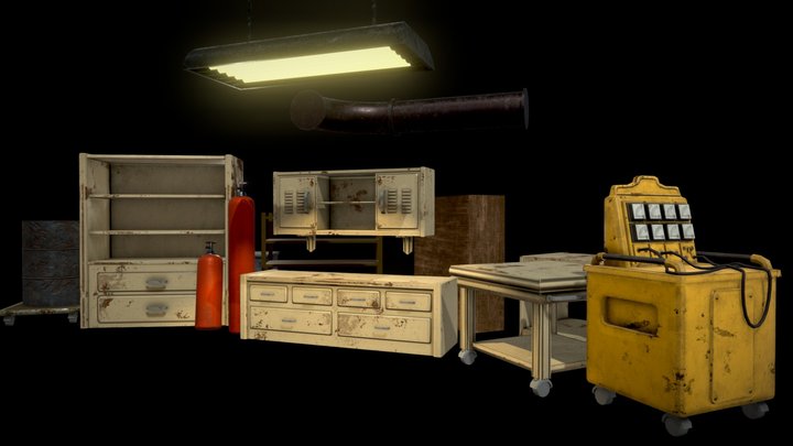 Bunker Scene Furniture 3D Model