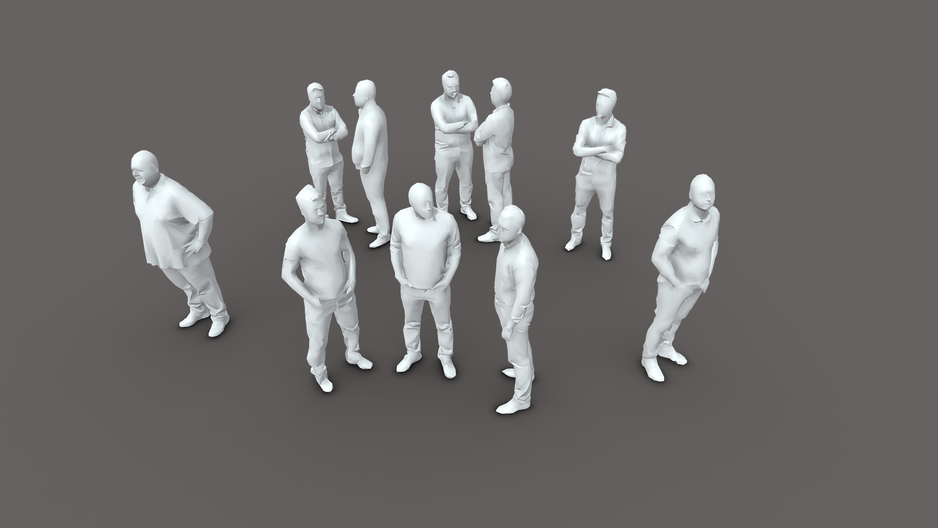 3D model 10 Low Poly People Vol 6 - This is a 3D model of the 10 Low Poly People Vol 6. The 3D model is about a group of men in white.