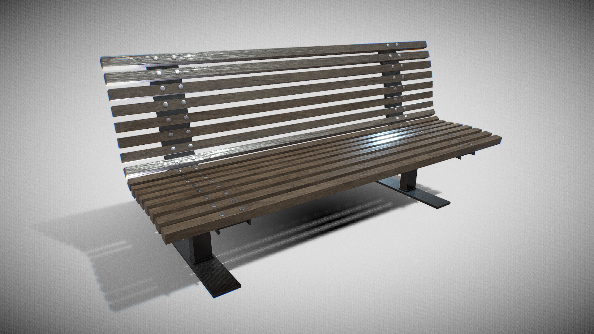 3D model Public Bench V-02 - This is a 3D model of the Public Bench V-02. The 3D model is about a wooden table with a metal frame.