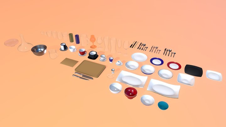 Realistic Dinnerware Set (no Download) 3D Model