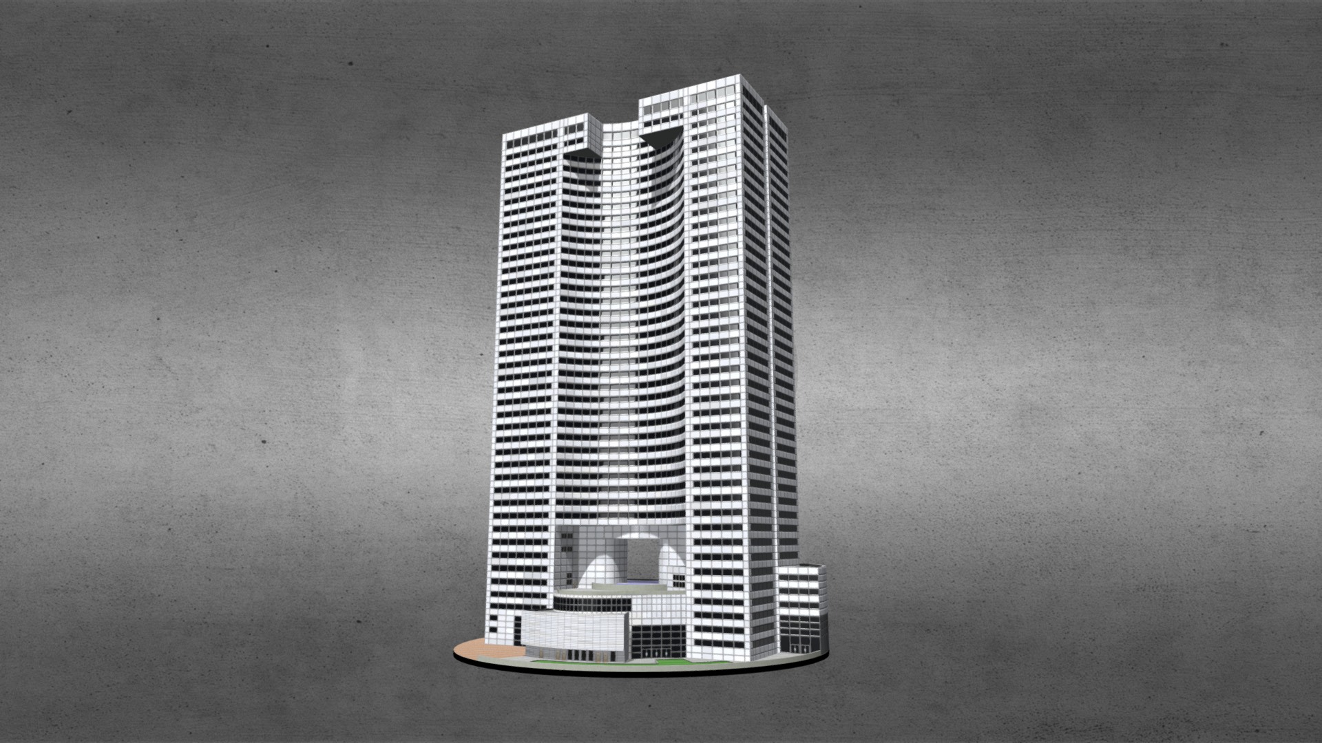3D model EQHO Tower – La Défense / Paris - This is a 3D model of the EQHO Tower - La Défense / Paris. The 3D model is about a tall building with a glass front.