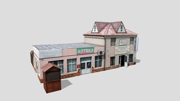 Roadside shop and cafe (updated) 3D Model