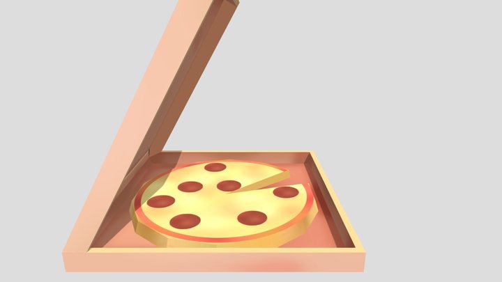 Pizza Box with Pizza 3D Model