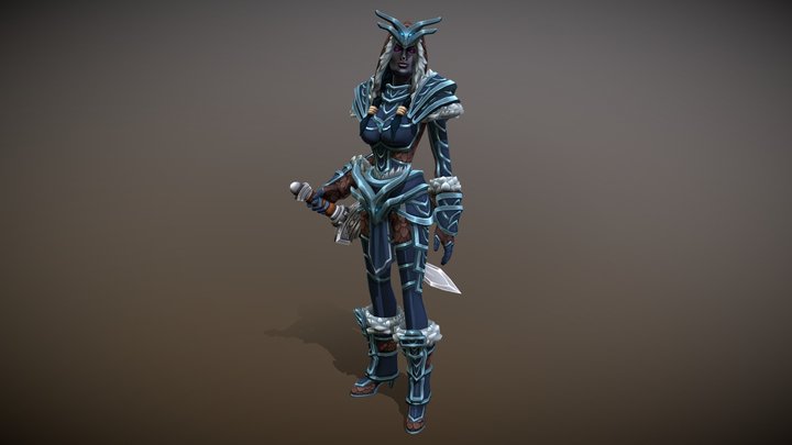 Dark Elf Female - Hood - (World of Epic Hunters) 3D Model