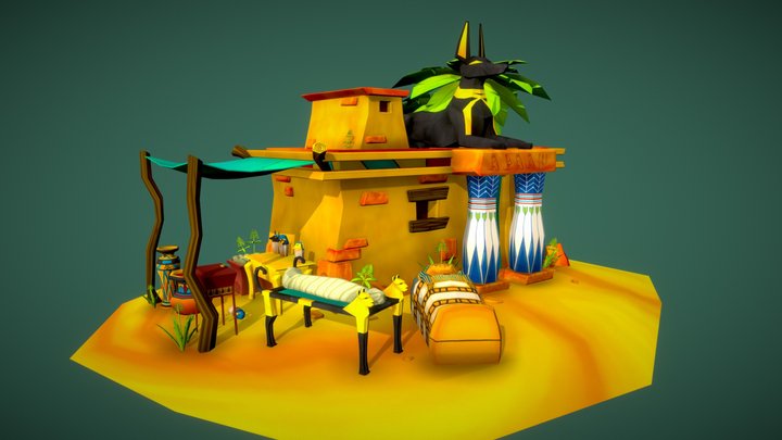 Stylized Egyptian Embalmer House 3D Model