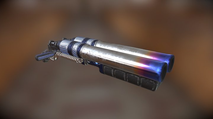 Duble Barrel Shotgan for Rust 3D Model