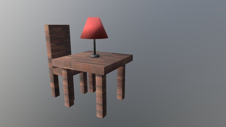 Mesa/cadeira/Abajur 3D Model