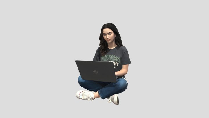 Casual Student with Laptop – Kostenloses 3D-Modell STL