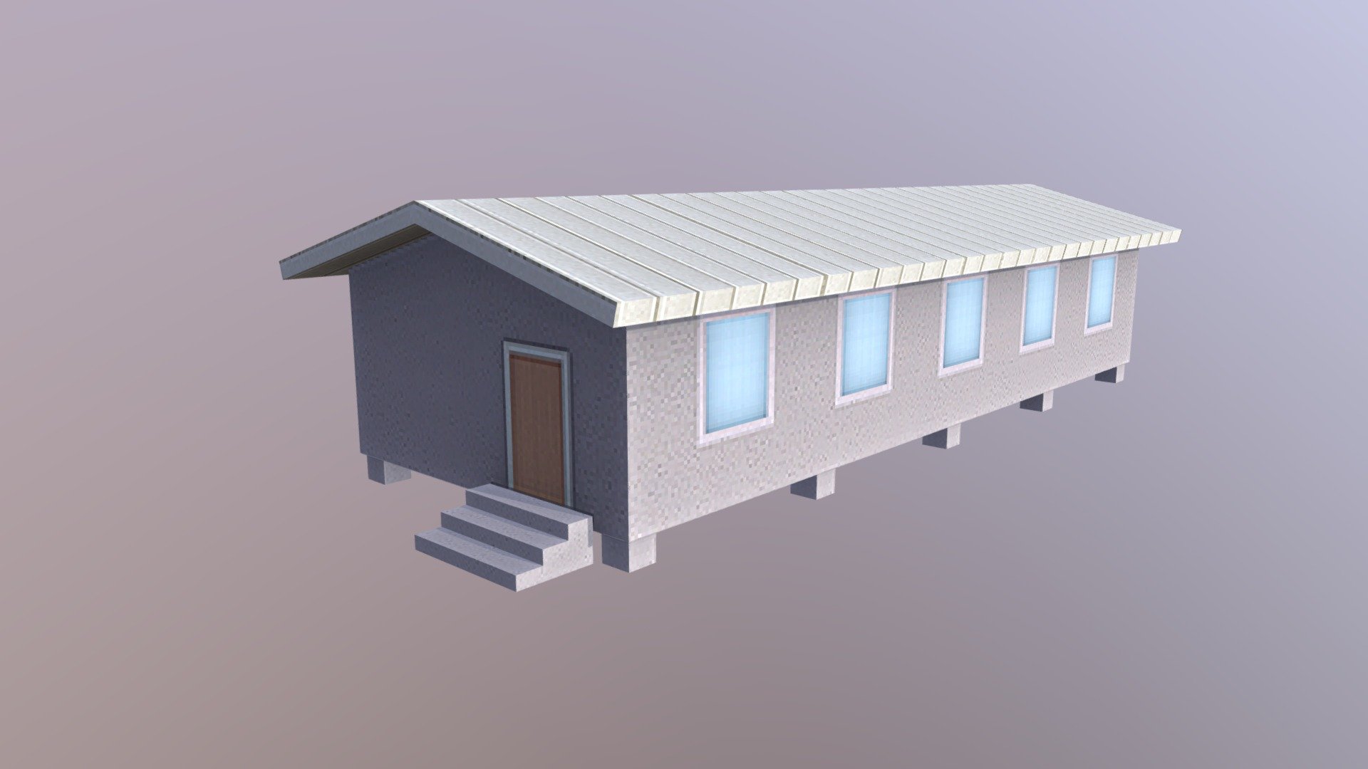 Low poly barracks building