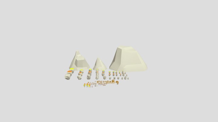 Lowpoly Modular Village Town 3D Model