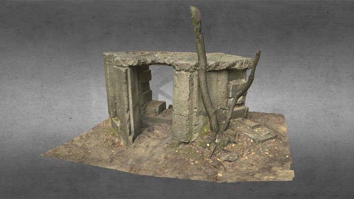 WWII Bunker Ruin in Forest 3D Model