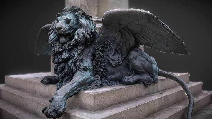 Venice Winged Lion Bronze Sculpture 3D Model