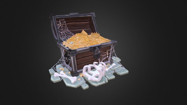 Hand Painted Treasure Chest 3D Model