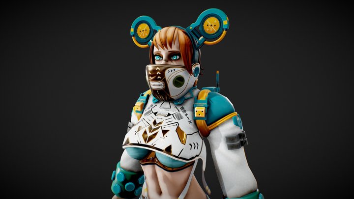 Sci-Fi Cyberpunk Girl 3D Model