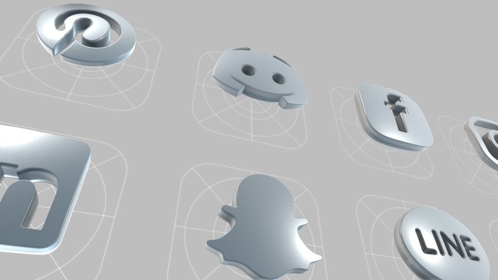 Social Media icons 3D Model