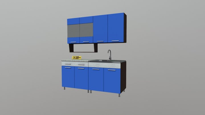 Кухонный гарнитур "Алиса 10" Венге/Синий 3D Model